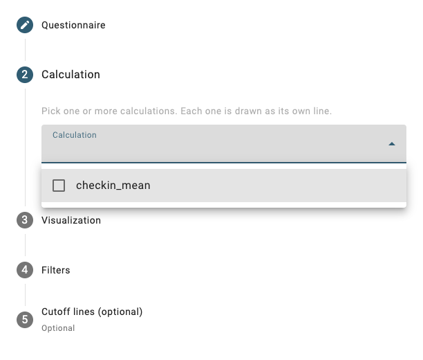 Wizard steps with the synthetic checkin_mean calculation offered